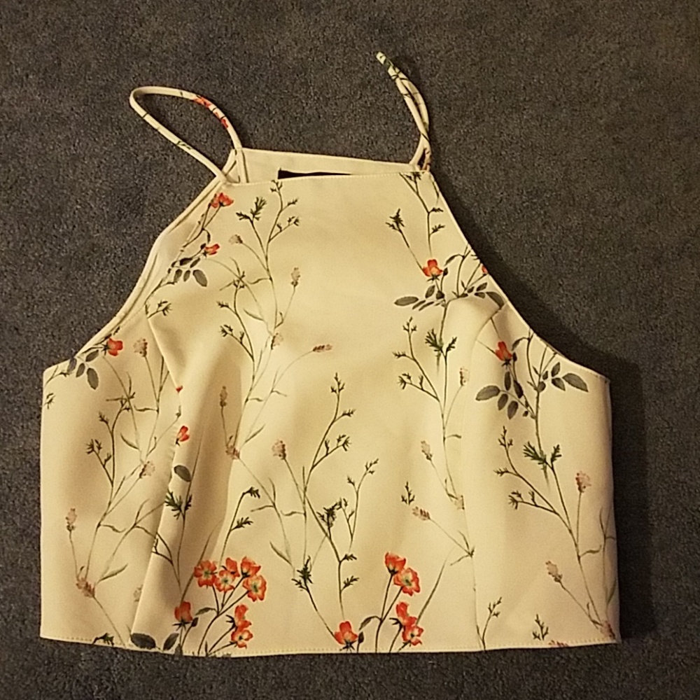 Zara Floral Cropped Tank Top